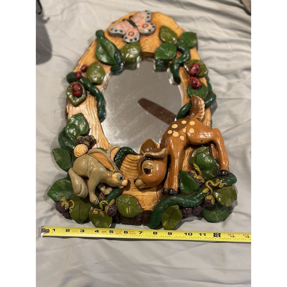 Disney Folk Art Mirror Of Bambi And Thumper In A Wooded Scene. One Of A Kind